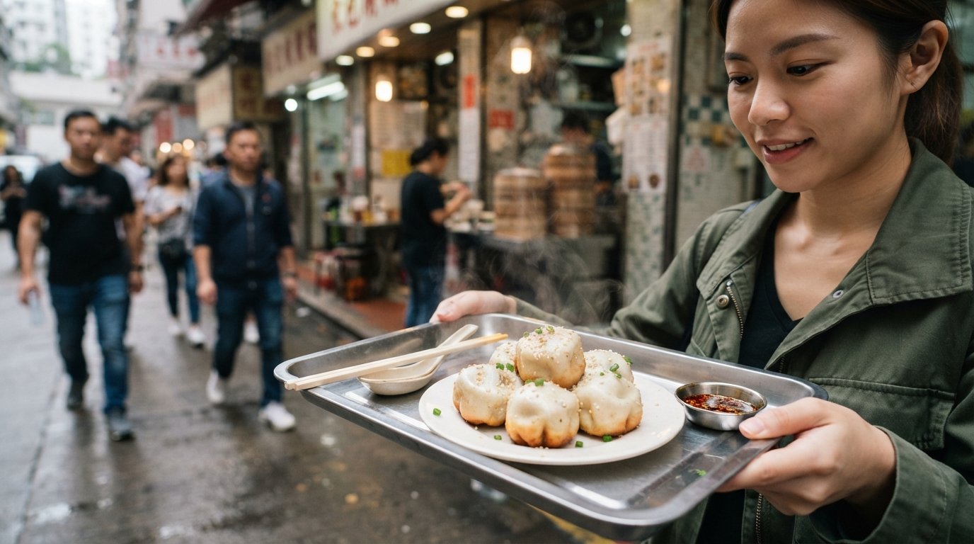 祥兴记在乐道的生煎包托盘,金黄的脆底和蒸汽从多汁的包中升起